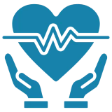 Healthcare symbol with hands and heart