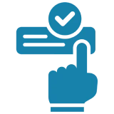 Hand pressing check button symbol